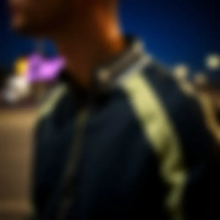 Detailed view of the Members Only racer jacket showcasing its distinctive collar and zipper design