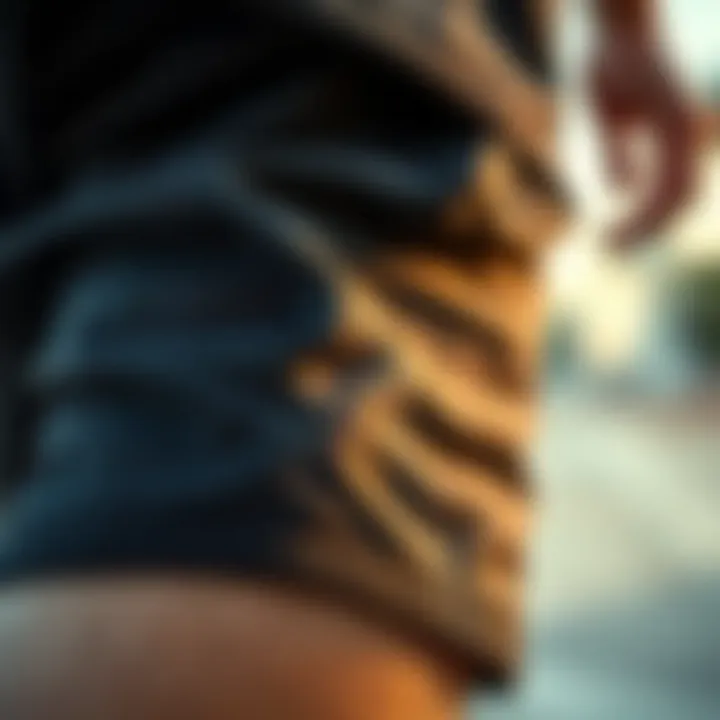 Close-up of the fabric texture of Nike shorts