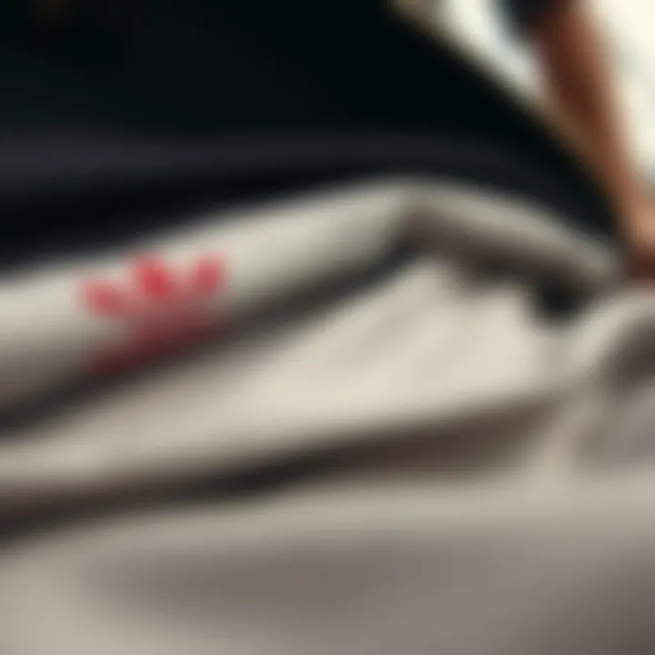 A close-up of quality fabrics used in adidas skateboarding apparel.