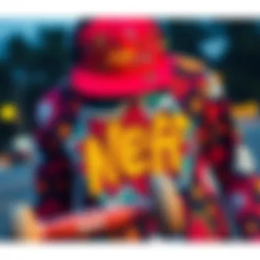 Neff merchandise showcasing vibrant skateboard-inspired designs.