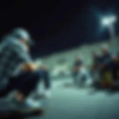 Group of skateboarders discussing the New Balance 288 and its impact on skate culture