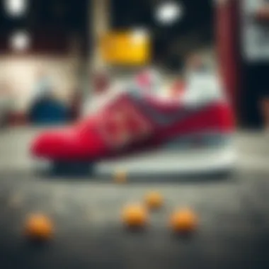 Close-up view highlighting the texture and materials of New Balance 574