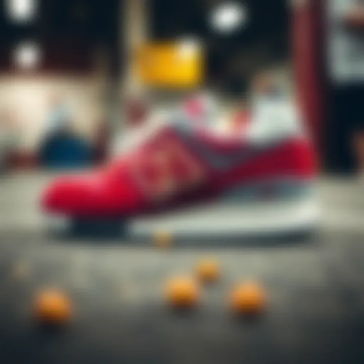 Close-up view highlighting the texture and materials of New Balance 574