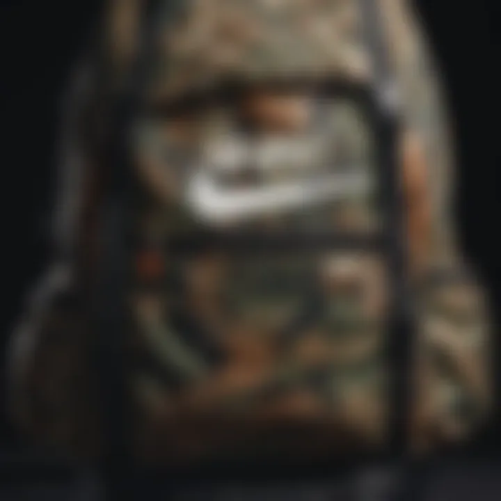 Close-up of the materials used in the Nike camouflage backpack