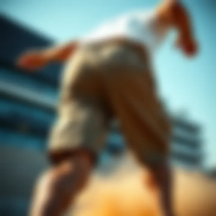 Dynamic shot showcasing the Nike Club Essentials Woven Shorts in action