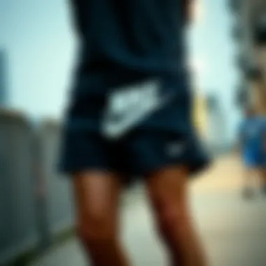 Nike Cut-Off Shorts in Modern Streetwear Fashionable streetwear outfit featuring Nike cut-off shorts
