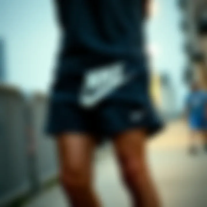 Nike Cut-Off Shorts in Modern Streetwear Fashionable streetwear outfit featuring Nike cut-off shorts
