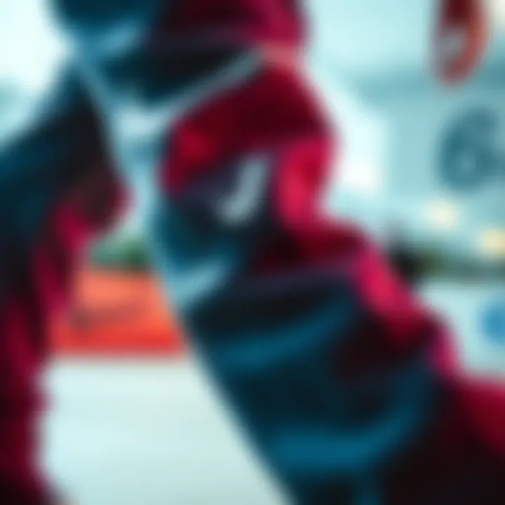 Close-up of Nike fleece trackpants showcasing texture and fabric quality