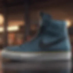 Close-up of Nike mid skate shoe highlighting its unique design elements