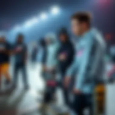 Group of skaters wearing Nike outfits during a competition