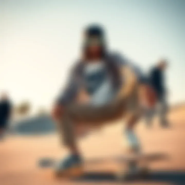 Stylish skateboarder posing in a trendy Nike outfit