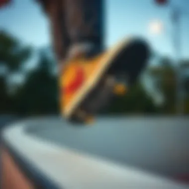 Action shot of the Nike SB Nyjah Free 2.0 in use by a skater on a ramp