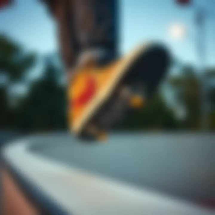 Action shot of the Nike SB Nyjah Free 2.0 in use by a skater on a ramp