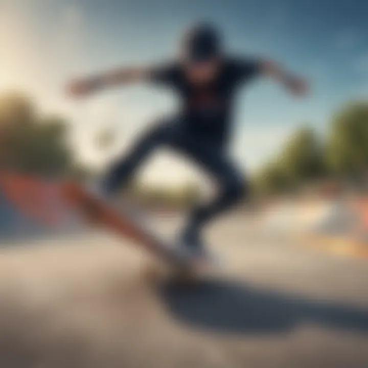 An athlete performing a trick in a vibrant skatepark, representing Nike's athlete endorsements.