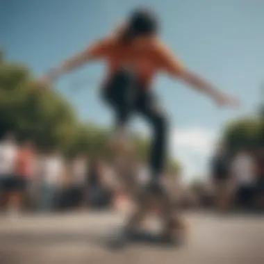 A diverse group of skateboarders engaging in a community event sponsored by Nike.