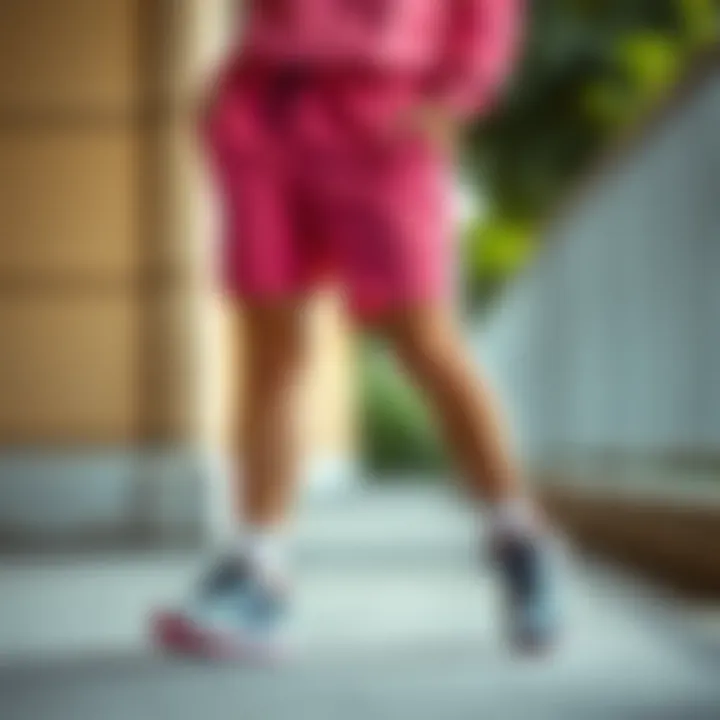 Stylish arrangement of Nike sweatshorts paired with casual athletic footwear