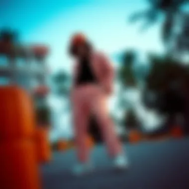 Stylish outfit pairing featuring orange and white checkered pants