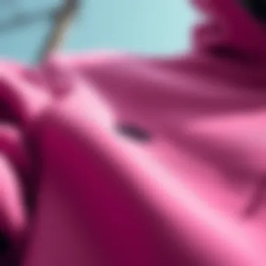 Close-up of pink Nike sweatshirt texture and details