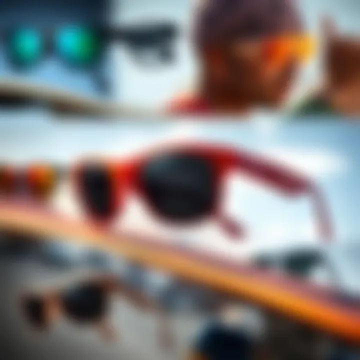 Collage of different styles of Pit Viper sunglasses in skateboarding culture