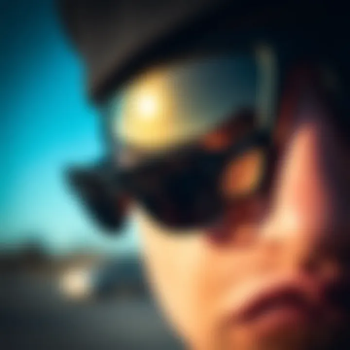 Close-up of the bold design features of Pit Viper sunglasses