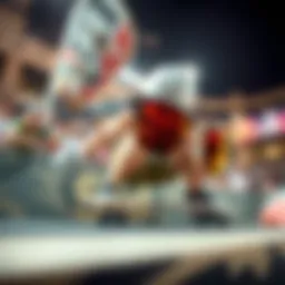 Dynamic view of Pit Viper sunglasses in action during a skateboarding event