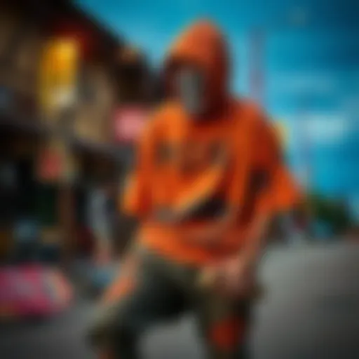 A vibrant collection of primitive skateboard clothing showcasing unique designs