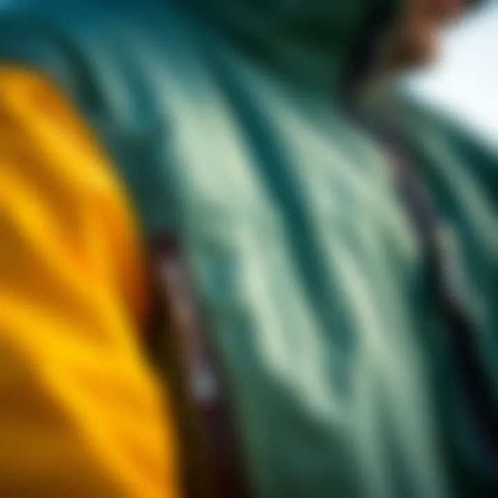 A close-up of Quiksilver outerwear detailing and stitching