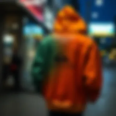 A vibrant Quiksilver hoodie displayed in an urban environment