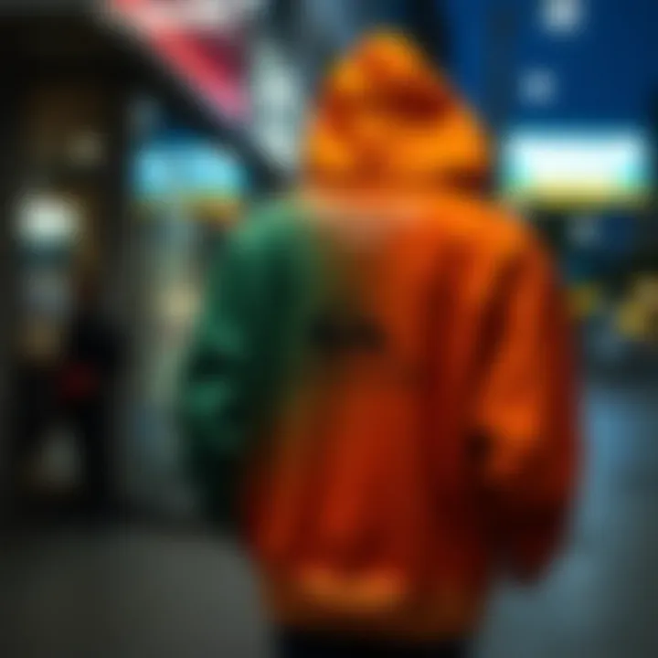 A vibrant Quiksilver hoodie displayed in an urban environment
