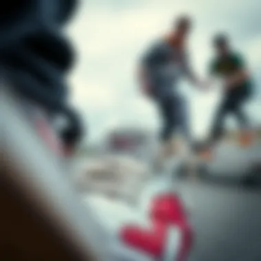 A close-up of a collaborative Reebok piece designed with a renowned skateboarding artist.