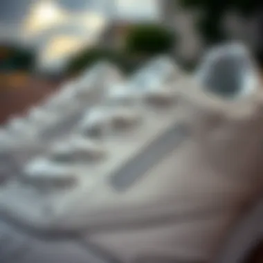 Close-up of the Reebok Club C 85 White's textured leather upper