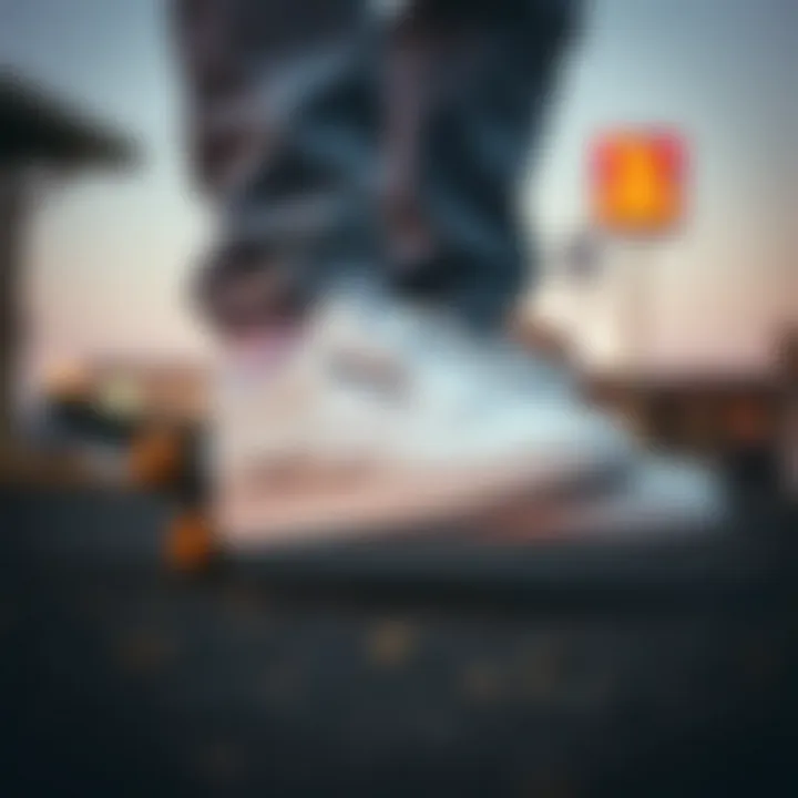 Lifestyle shot featuring the Reebok Club C 85 White integrated into street fashion