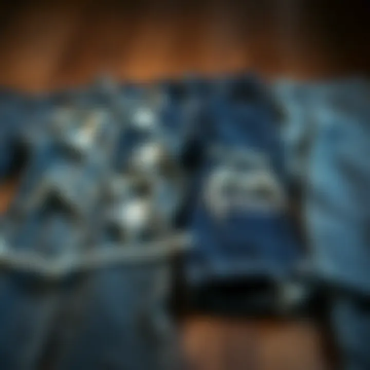 Comparative Styles of Ripped Jeans Different styles of ripped jeans laid out for comparison