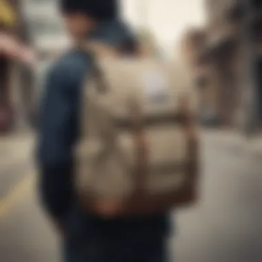 Skateboarder with Rothco Vintage Canvas Backpack