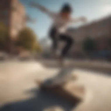 A skateboarder performing tricks in an urban skate park