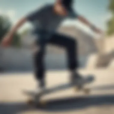 A skateboarder showcasing an Adidas fanny pack in a skate park