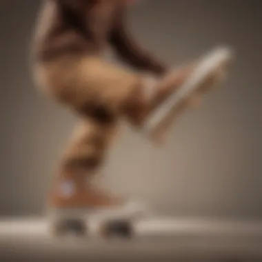 Skateboarder wearing brown Converse in action