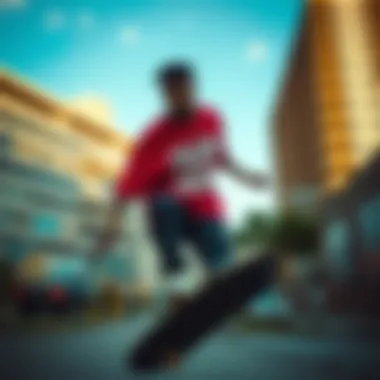 Skateboarder wearing a Frank Ocean shirt in an urban setting