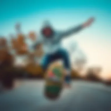 A skateboarder performing a trick wearing a thin grey hoodie, capturing the essence of skateboarding identity.