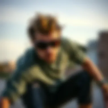 Skateboarder embodying the Macho Man persona wearing Pit Viper sunglasses