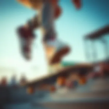 A skateboarder wearing personalized embroidered high tops during a trick