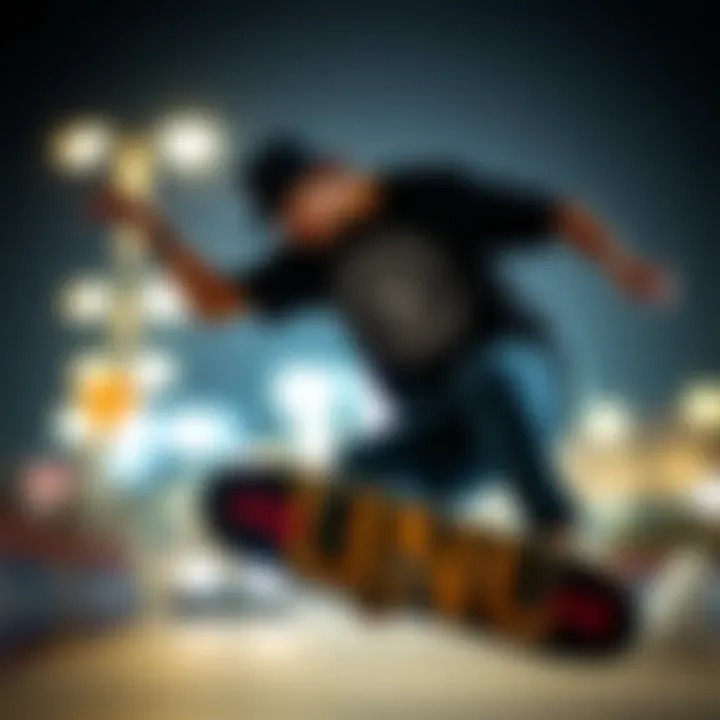 Skateboarder showcasing the Primitive Mystery Tee in action