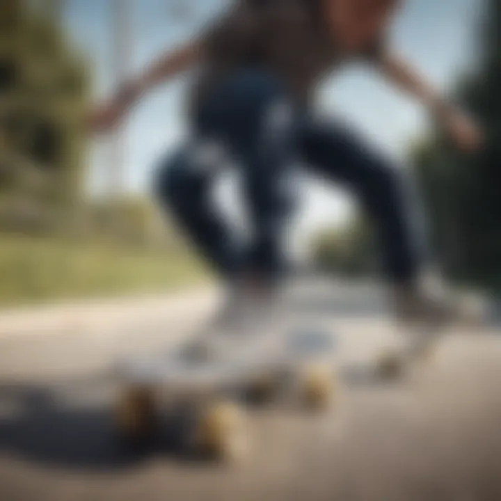 A skateboarder performing a trick while wearing checkered Vans.