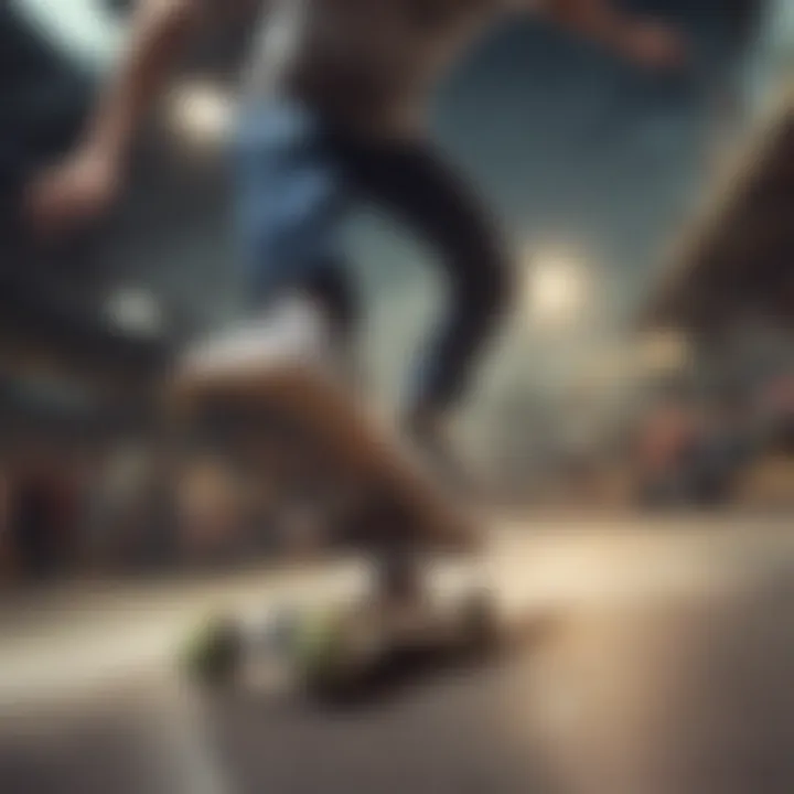 Skater performing tricks on a skateboard with Spitfire wheels.