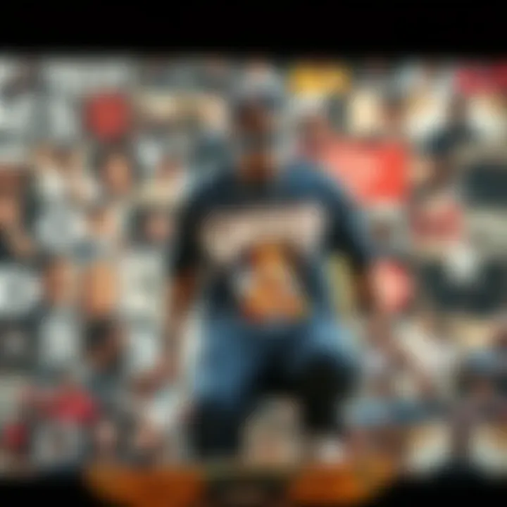 A collage of iconic moments in skateboarding history featuring the snoop shirt.