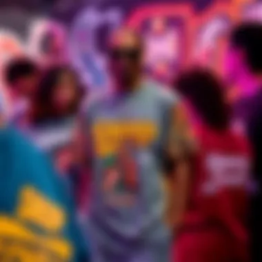 A vibrant display of various snoop shirt designs reflecting skateboard culture.