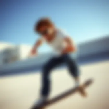 Skateboarder wearing sunglasses in action