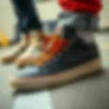 A close-up of classic sneakers inspired by 1980s pop culture.