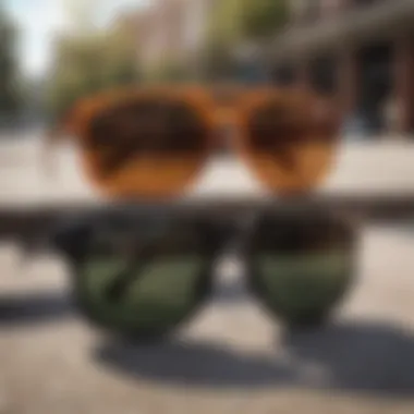 Side-by-side comparison of standard sunglasses and Holbrook polarised sunglasses highlighting visibility enhancement.