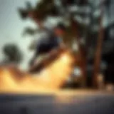 Skateboarder executing a perfect ollie